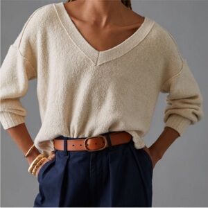 Anthropologie Pilcro Cream V-Neck Women's Sweater